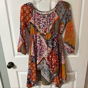 Colorful Patchwork Boho Dress Mimi & Maggie Boho Girl’s Dress Sz 7-8